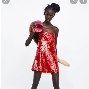 Red sequin Zara XS party dress WORN ONCE